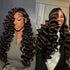 Loose Deep Wave 13x6 Lace Frontal Wig – Natural Black Pre Plucked Human Hair Wig Glueless HD Lace