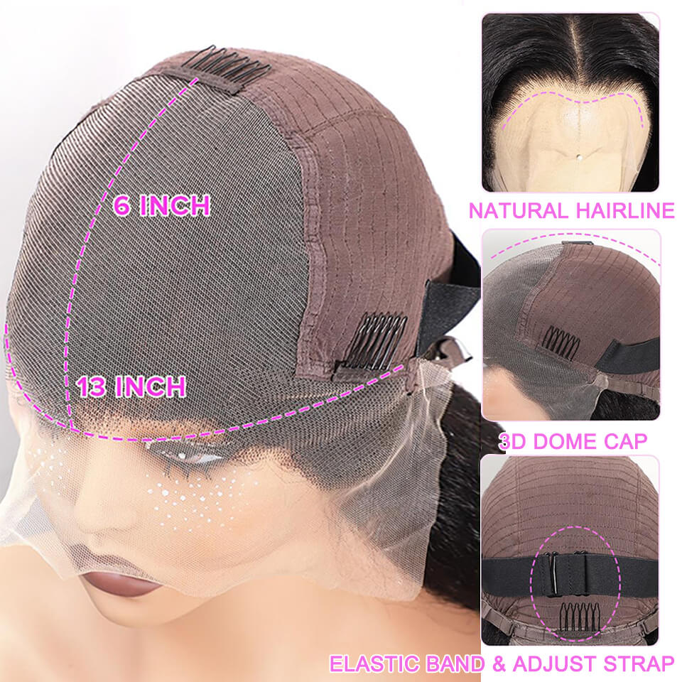 Loose Deep Wave 13x6 Lace Frontal Wig – Natural Black Pre Plucked Human Hair Wig Glueless HD Lace