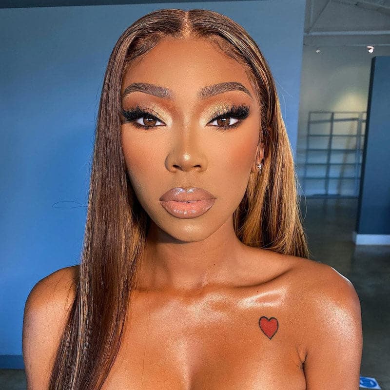 Clearance Sale Honey Blonde Highlight Straight Human Hair HD Lace Part Wig