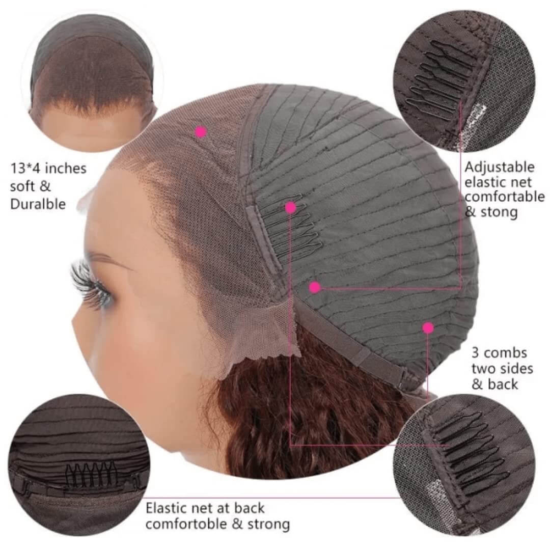 Reddish Brown Curly 13x4 Lace Front Wig HD Transparent Pre Plucked Human Hair Wigs