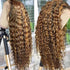 Honey blond highlight 427# 360 Lace Frontal Wig Deep Wave Water Wave Pre Plucked Human Hair Wigs
