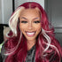 Burgundy & Blonde Skunk Stripe Straight HD Lace Front Wigs Human Hair Pre-Plucked Nature Hairline