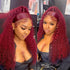99J Color Curly 13x4 Lace Front Wig Burgundy Human Hair Wig Pre Plucked