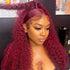 99J Color Curly 13x4 Lace Front Wig Burgundy Human Hair Wig Pre Plucked