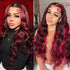 Highlights burgundy red color body wave 13x4 lace front wig