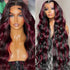 Highlights burgundy red color body wave 13x4 lace front wig