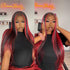 Highlights burgundy red color straight lace front wig