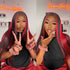 Highlights burgundy red color straight lace front wig