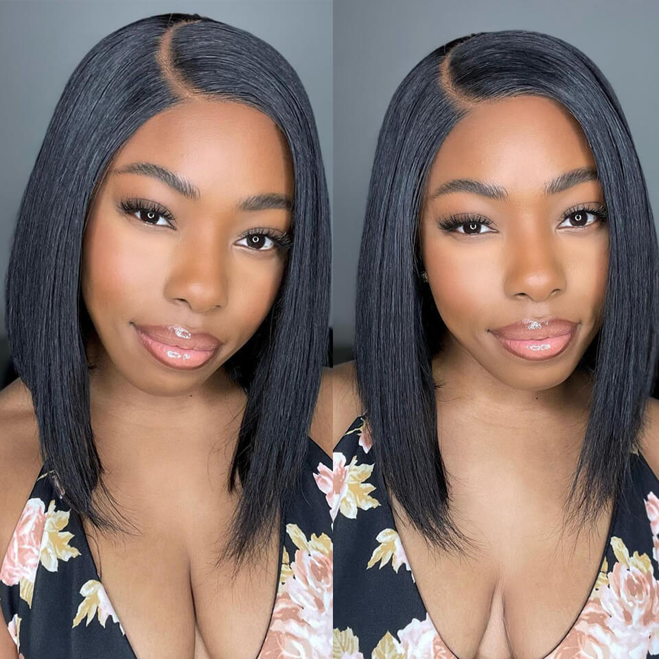 Wear And Go 5x5 Lace Closure wig Glueless HD Straight Bob wig Pre Cut Human Hair Wigs