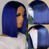 Blue Color 13x4 Lace Front Bob Wigs Human Hair Straight colorful wig