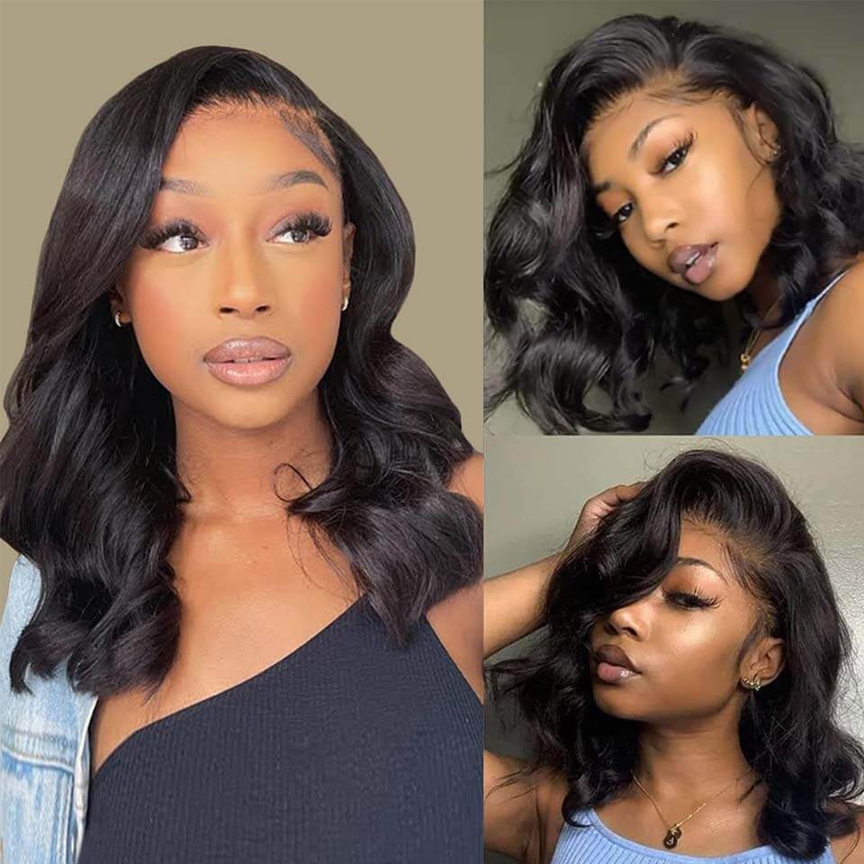 Body Wave Bob Wig 13x4 Lace Front Wigs Human Hair HD Lace Pre Plucked With Baby Hair