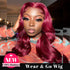 Pre Cut HD Lace Burgundy 99J Red Colored Hair Body Wave 5x5 Lace Closure Wigs For Women