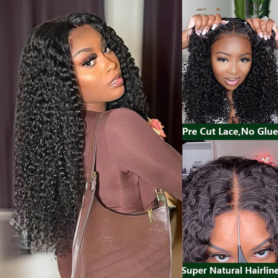Pre-Cut HD Lace Wig Wear & Go Curly 5x5 Lace Closure Wig Easy to Install