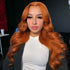 Clearance Sale Ginger Orange Color HD Lace T Part Wigs Human Hair Straight Body Wave Curly Wig