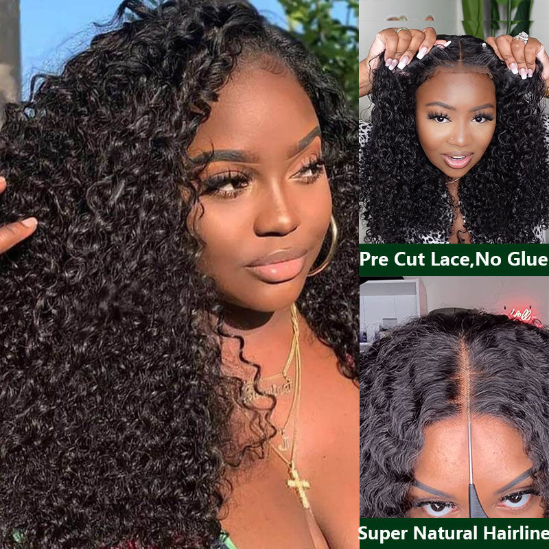 Pre-Cut HD Lace Wig Wear & Go Curly 5x5 Lace Closure Wig Easy to Install