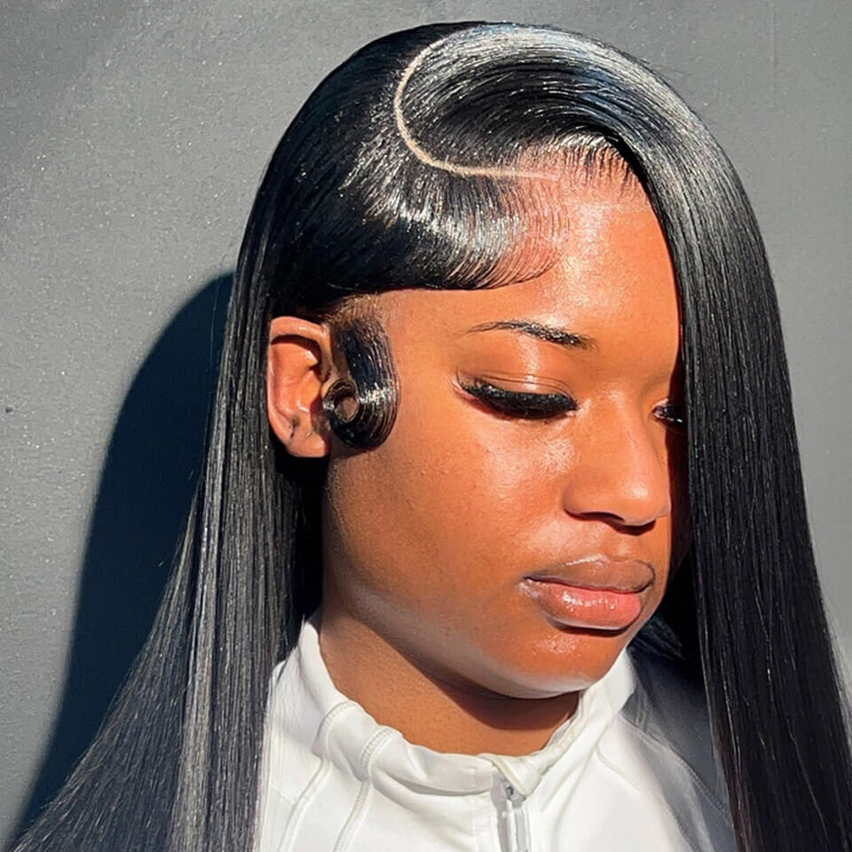 Jet Black Straight lace frontal wig 13x6 human hair wigs for women