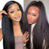 Kinky Straight glueless wigs 9x6 pre max HD lace front wig Yaki human hair wig