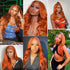 Clearance Sale Ginger Orange Color Transparent HD Lace Part Wig Straight Body Wave Human Hair Wigs