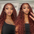 Deep Wave Reddish Brown human hair 9x6 glueless wigs HD pre cut pre plucked lace front wig