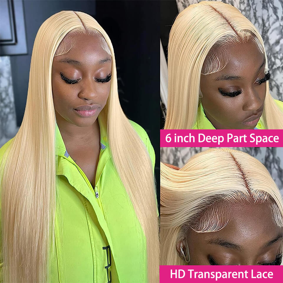Blonde #613 Straight 13x6 Lace Frontal Wigs Human Hair Pre-Plucked With Baby Hair