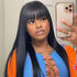 Straight Human Hair 13x4 Lace Front Wigs With Bangs