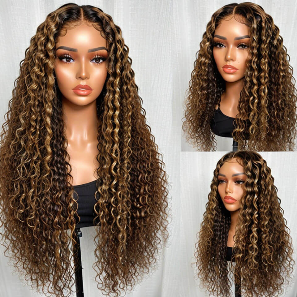 Ombre Highlight Deep Curly Lace Front Wigs Pre Plucked HD Wig 13*4 5*5 4*4 Invisible Curly Lace Wigs