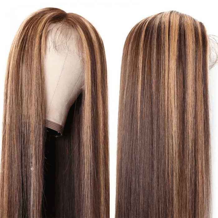 Clearance Sale Honey Blonde Highlight Straight Human Hair HD Lace Part Wig