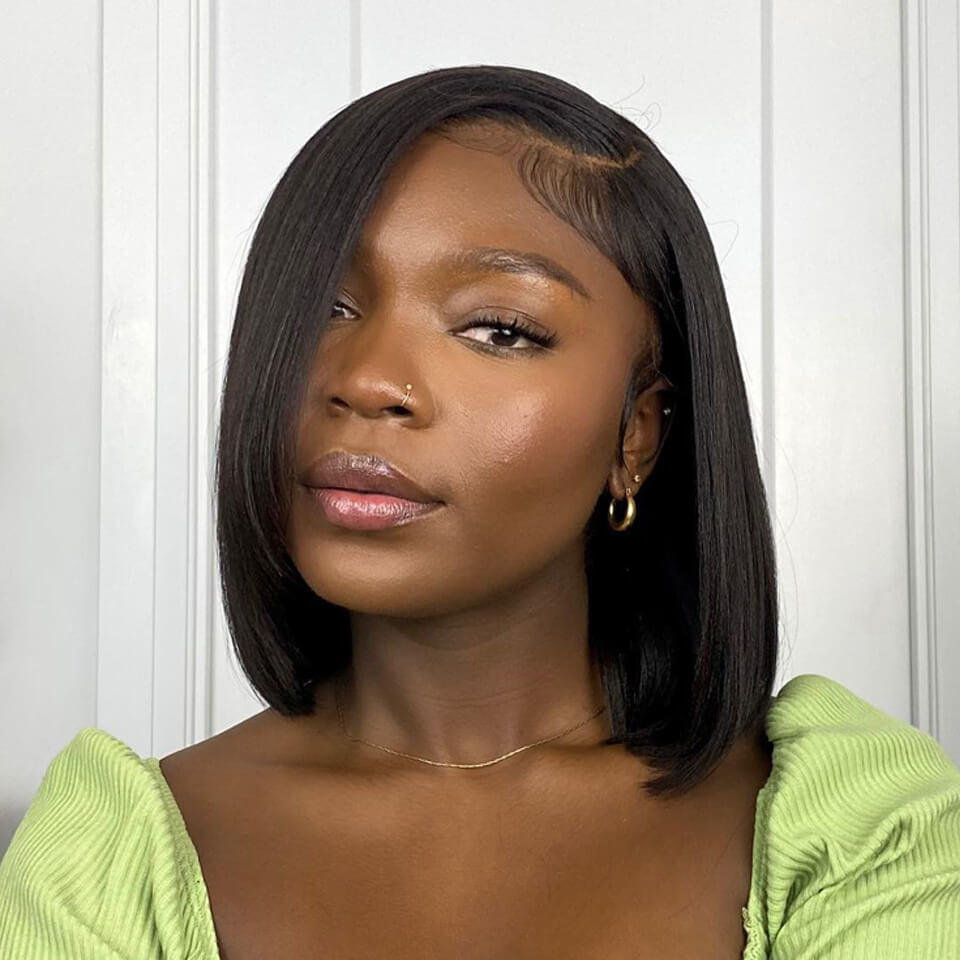 Light Yaki Straight Bob Wig Pre Plucked Natural Style Lace Front wig Human Hair Lace Wig For Women