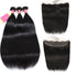 WorldNewHair 3pcs Human Hair Bundles With Lace Frontal Straight Virgin Hair Weave