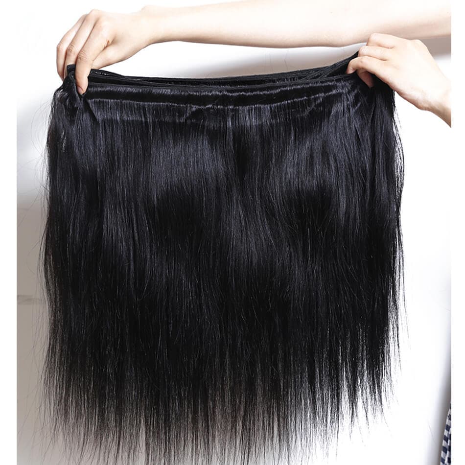 WorldNewHair 3pcs Human Hair Bundles With Lace Frontal Straight Virgin Hair Weave