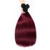 Ombre Color Straight Human Hair 3 Bundles 1B/99J Brazilian Virgin Hair Extensions