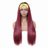 99J Burgundy Color Headband Wigs For Straight Body Deep Curly Texture