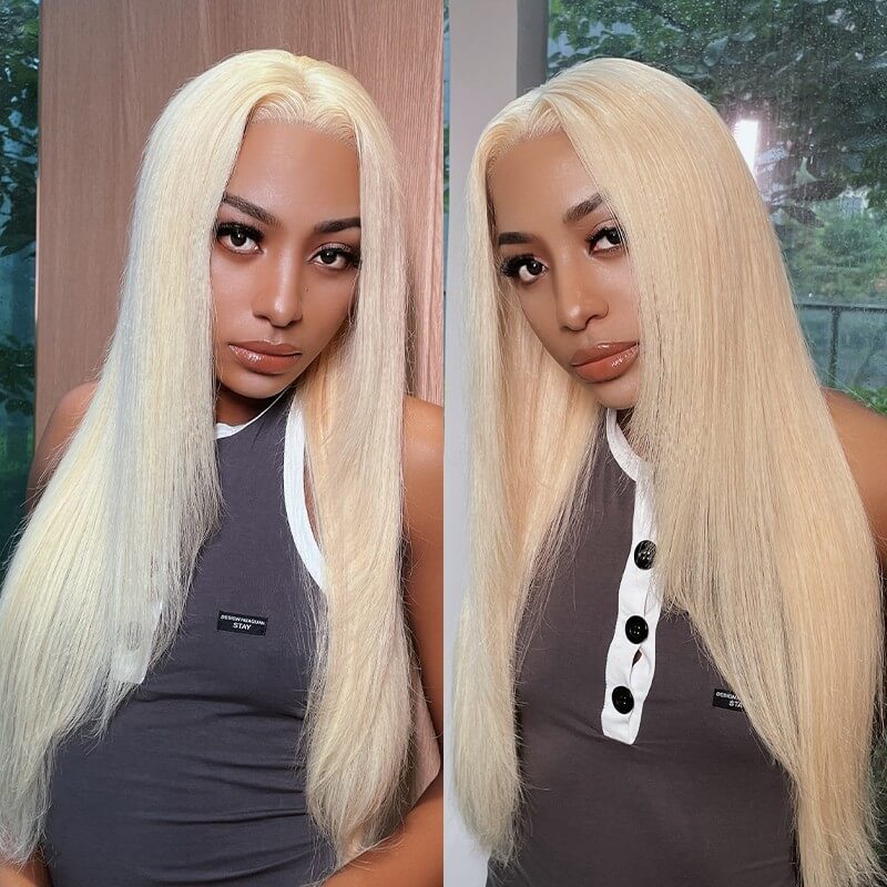 Inner Buckle Cute 613 Blonde 180% Density Straight 13x4 Lace Front Wig Layered Hair