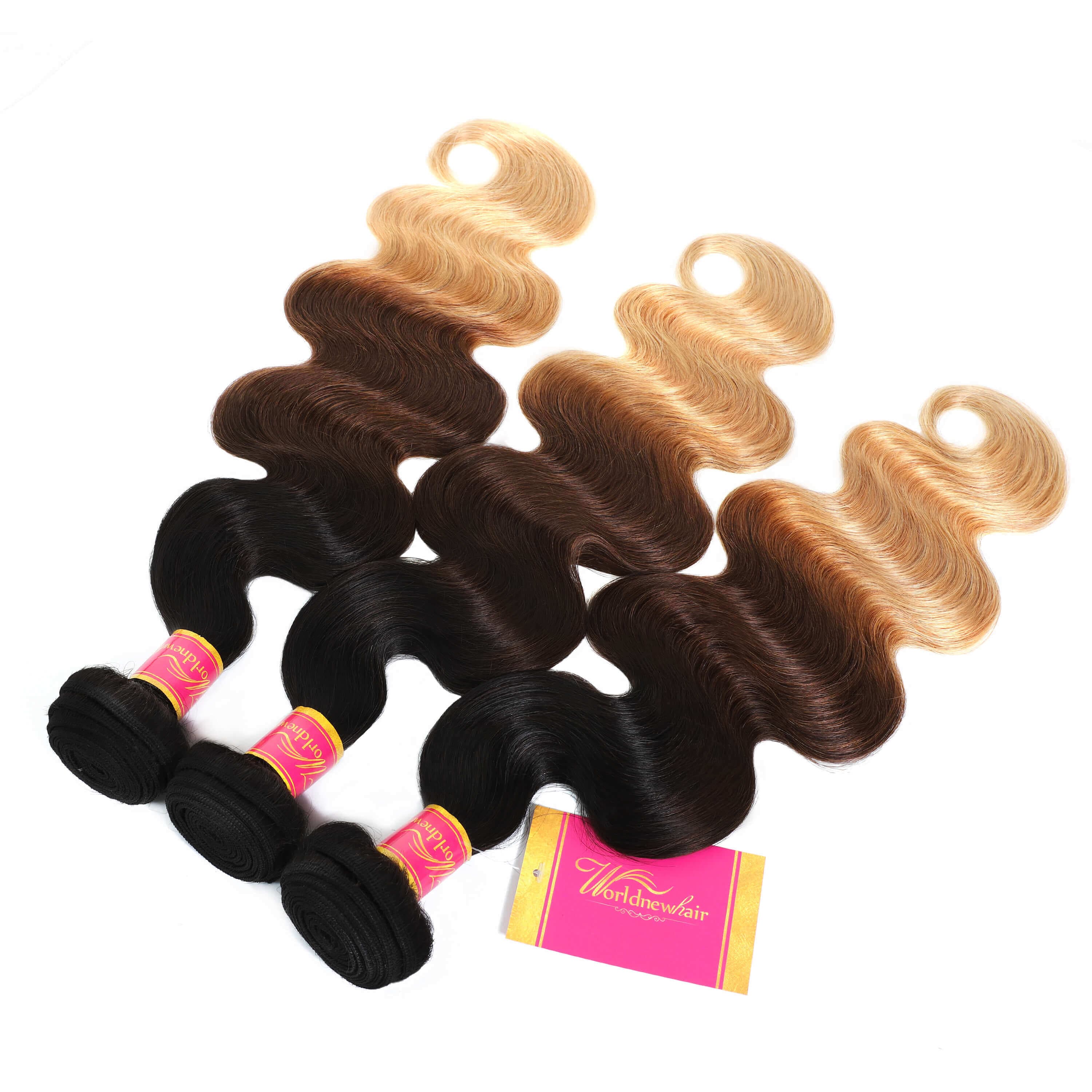 Body Wave Human Hair 3 Bundles Ombre Color Brazilian Remy Virgin Hair Weave