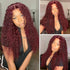 99J Color Curly 13x4 Lace Front Wig Burgundy Human Hair Wig Pre Plucked