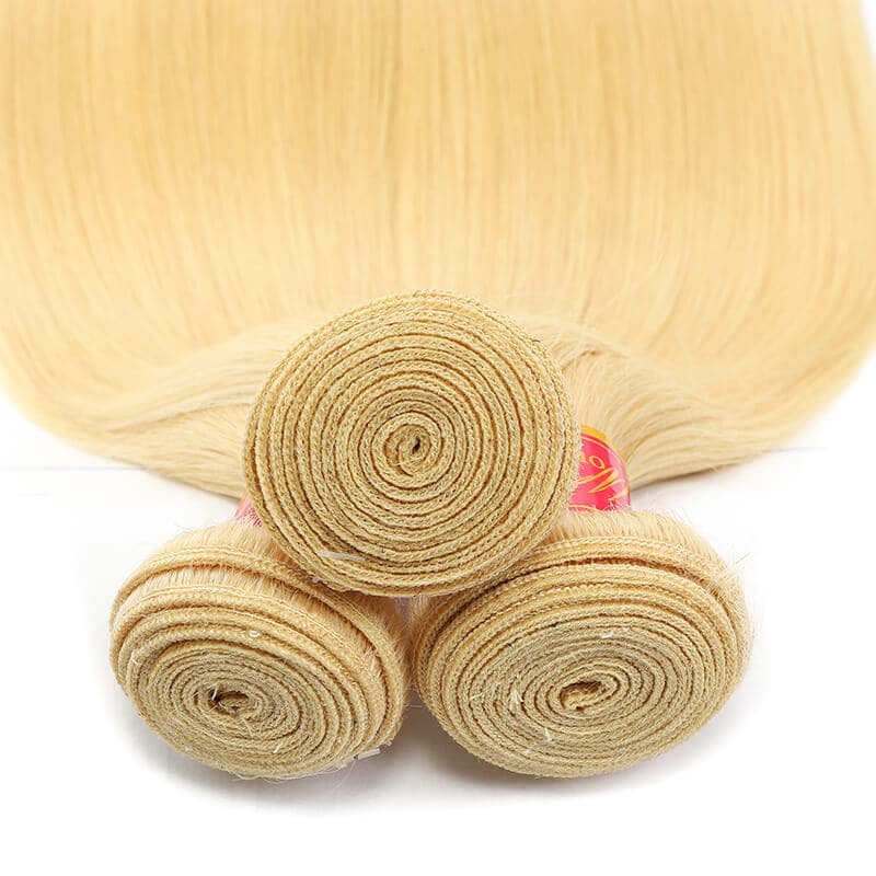 WorldNewHair #613 Straight Hair 3 Bundles Blonde Color Brazilian Human Virgin Hair Weave