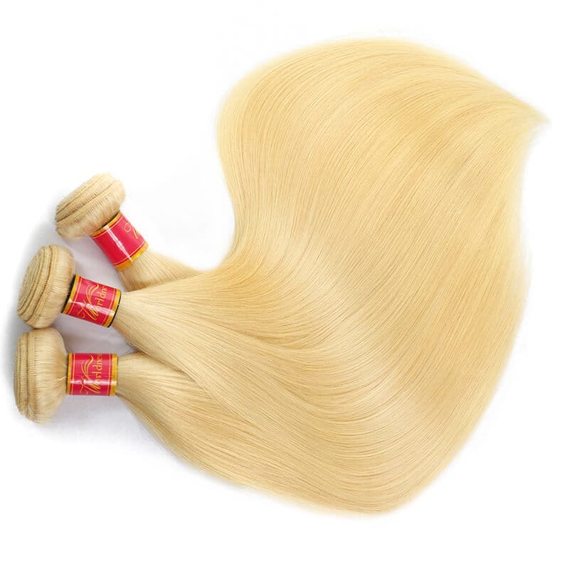 WorldNewHair #613 Straight Hair 3 Bundles Blonde Color Brazilian Human Virgin Hair Weave