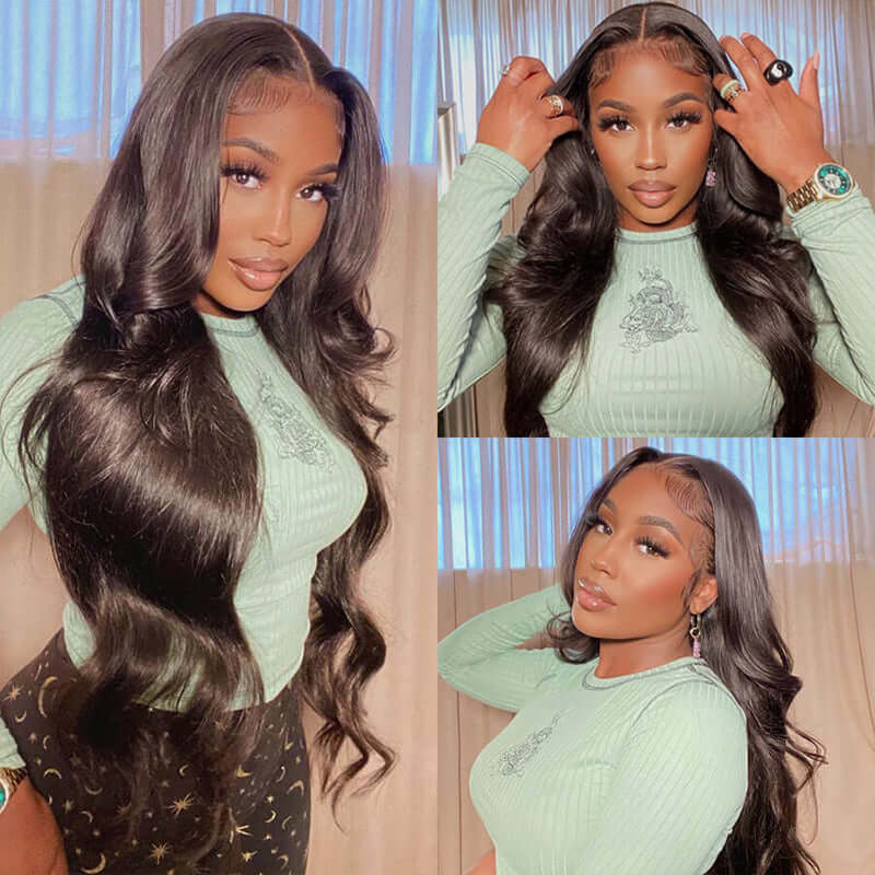 Body Wave 13x6 Transparent Lace Wig 100% Human Hair Wig 250% Density