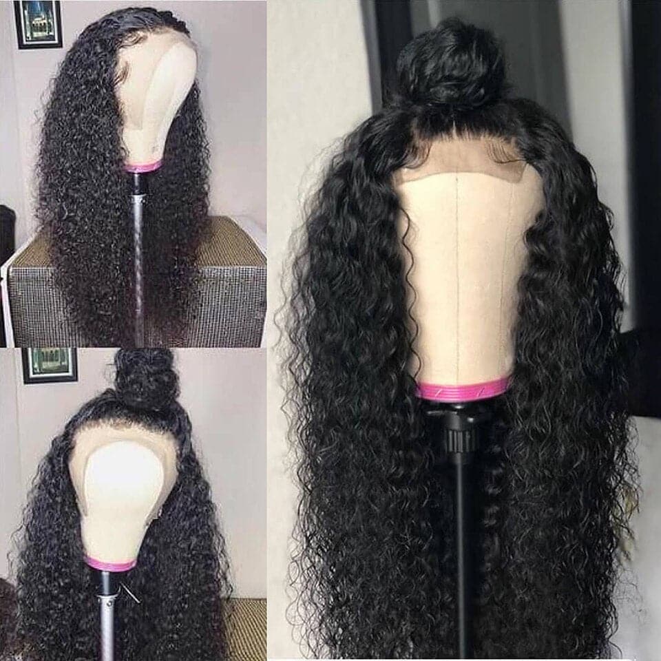 Long Deep Curly 13x4 Lace Front Wigs Hand-tied Human Hair Wigs Natural Hairline