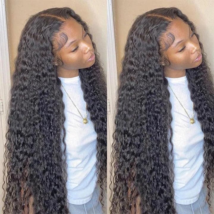 Deep Wave 13x4 HD Transparent Lace Front Wig Human Hair Glueless Lace Wigs