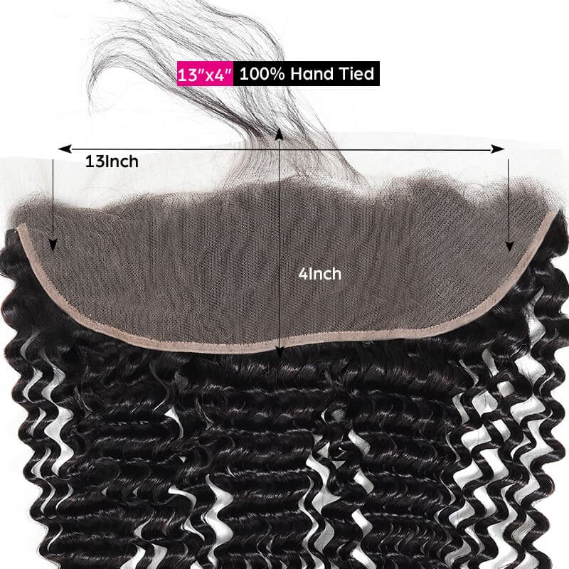 Deep Wave Hair 13x4 Lace Frontal Closure Ear to Ear curly HD Lace Frontal