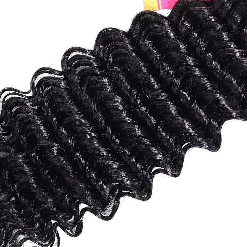 Unprocessed Human Hair Bundles 4 pcs/pack Deep Wave Virgin Hair Weft Natural Color