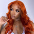 Clearance Sale Ginger Orange Color Transparent HD Lace Part Wig Straight Body Wave Human Hair Wigs