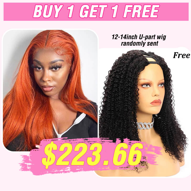 [Buy 1 Get 1 Free] $223.66= 24" Ginger T part Wig Sent Free 12/14" U part Wigs