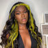 Highlights Skunk Stripe Green Pink Body Wave 13x4 HD Lace Human Hair Transparent Lace Wigs