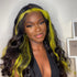 Highlights Skunk Stripe Green Pink Body Wave 13x4 HD Lace Human Hair Transparent Lace Wigs