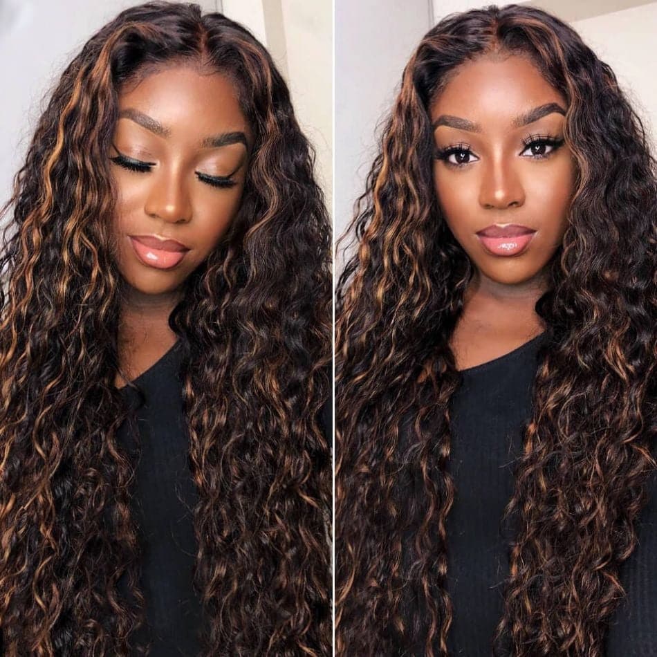 P4/30 Ombre Color Curly 13x4 Transparent Lace Front Wig Pre-plucked Human Hair Wigs