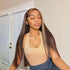 Chocolate Brown Skunk Stripe Straight Hair 13*4 Lace Front Human Hair Wigs