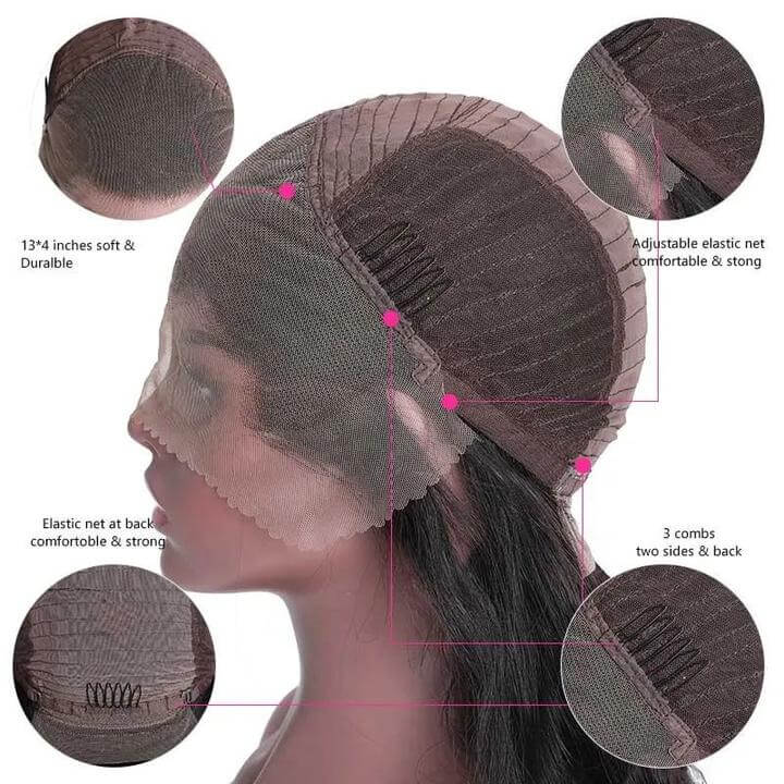 Chocolate Brown Skunk Stripe Straight Hair 13*4 Lace Front Human Hair Wigs