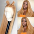 #27 Honey Blonde Human Hair Colored 13x4 Lace Front Wigs For Black Women